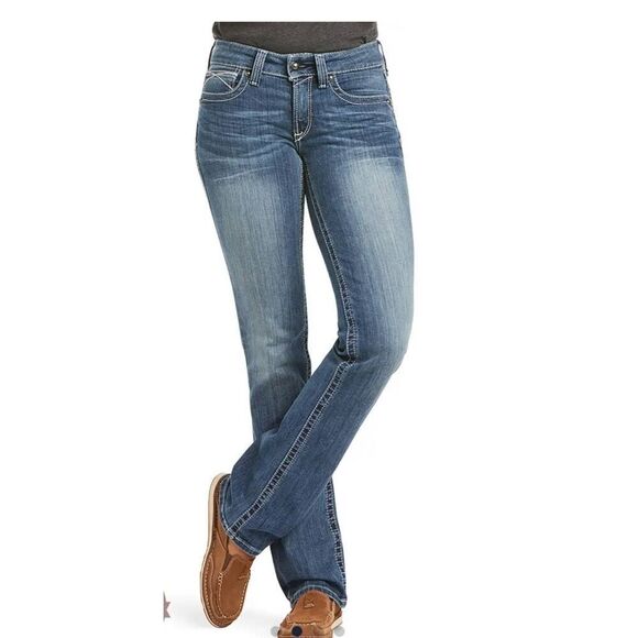 Ariat R.E.A.L. STRAIGHT LEG JEAN IN RAINSTORM sz 26R - Picture 1 of 5